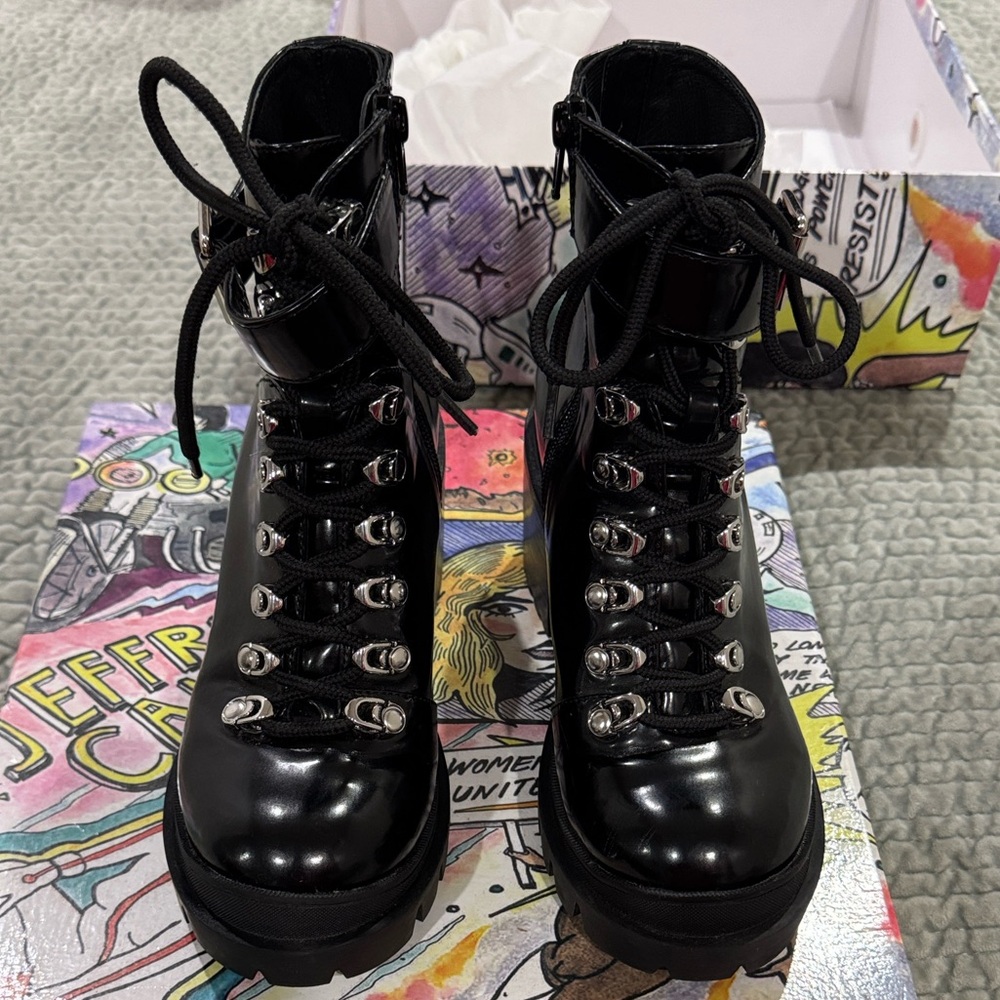 Jeffrey Campbell Stylish Black Combat Boots model CZECH-HI-161-6